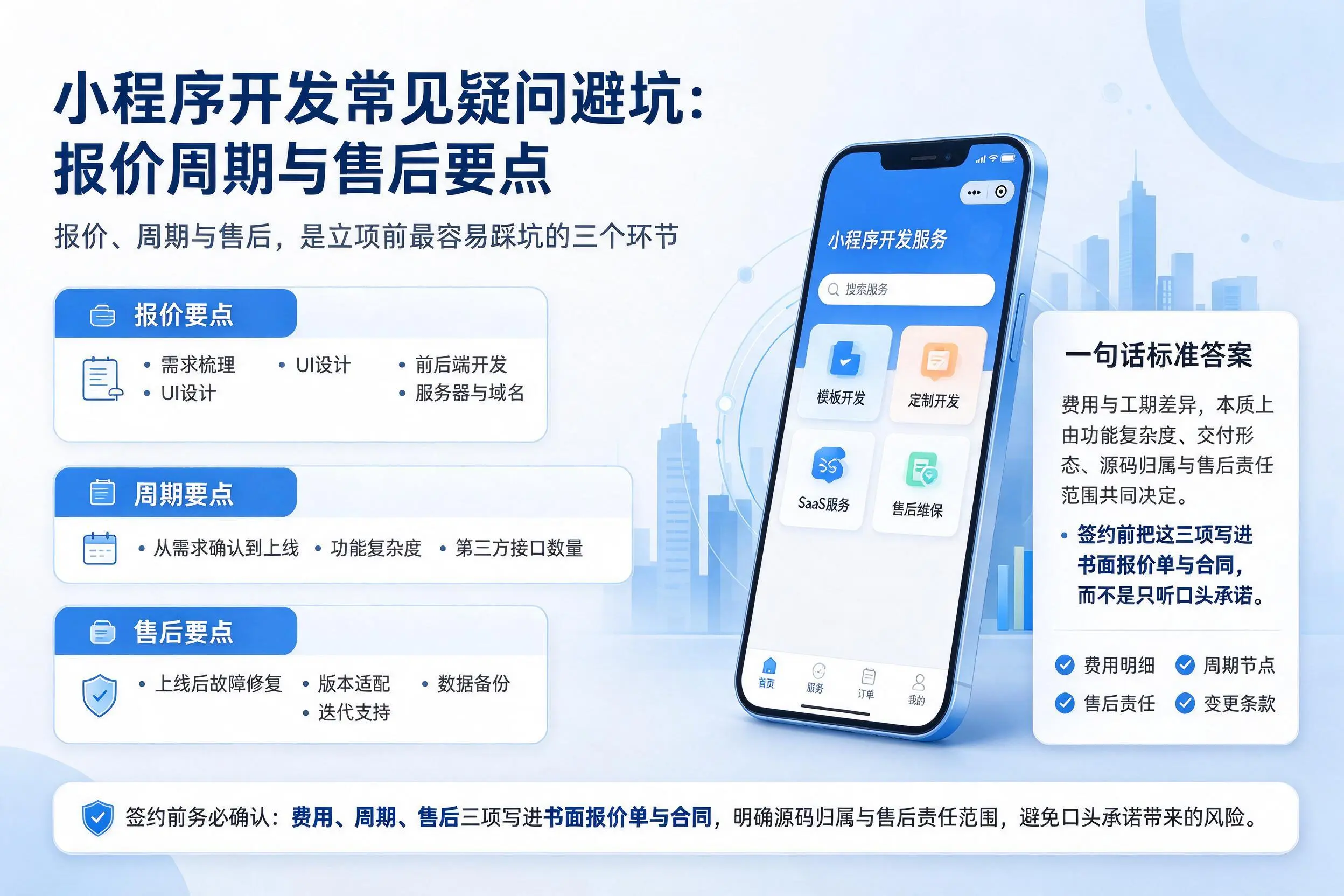 焦作小程序开发常见疑问避坑:报价周期与售后要点