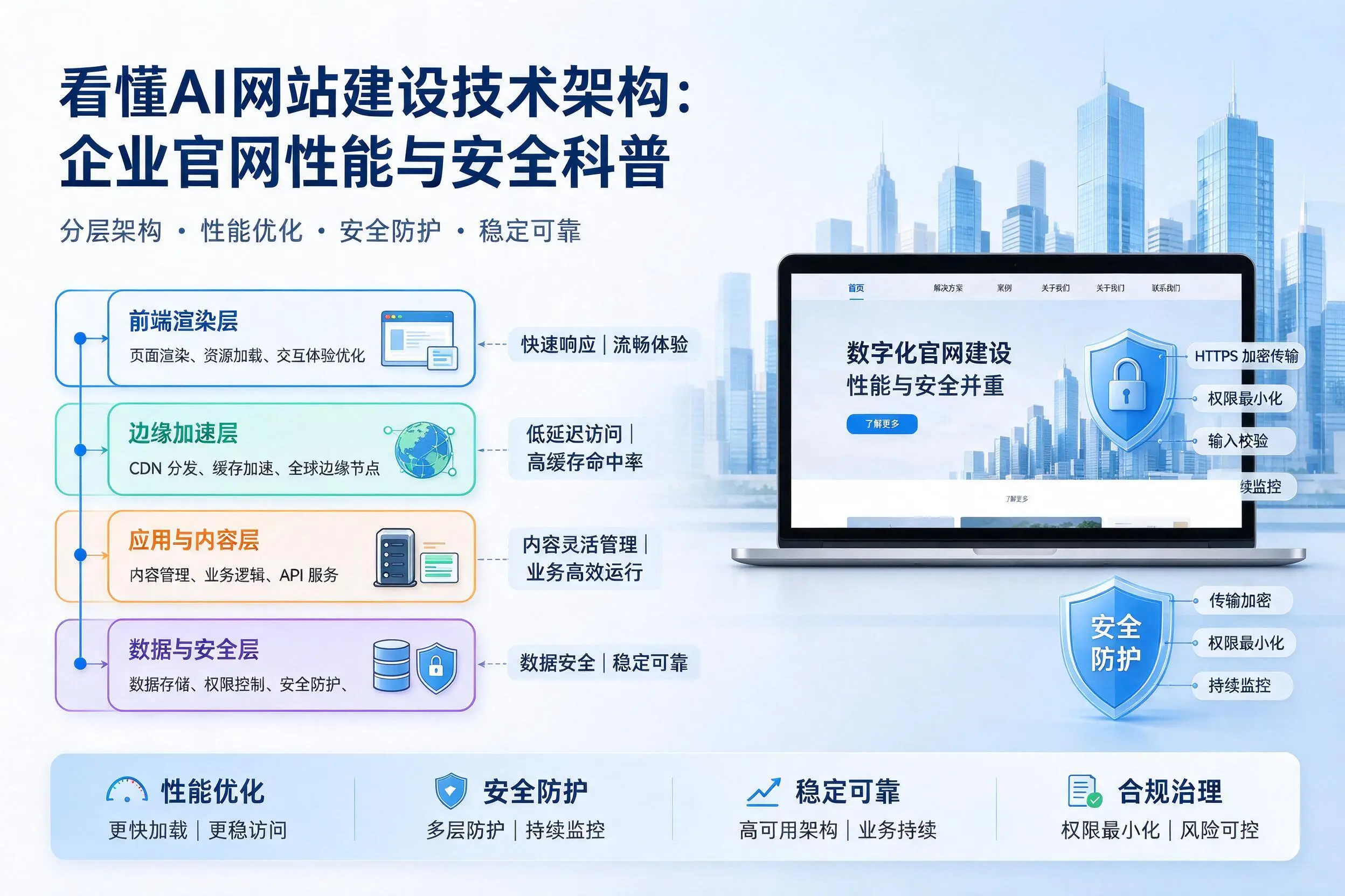 看懂AI网站建设技术架构:焦作企业官网性能与安全科普