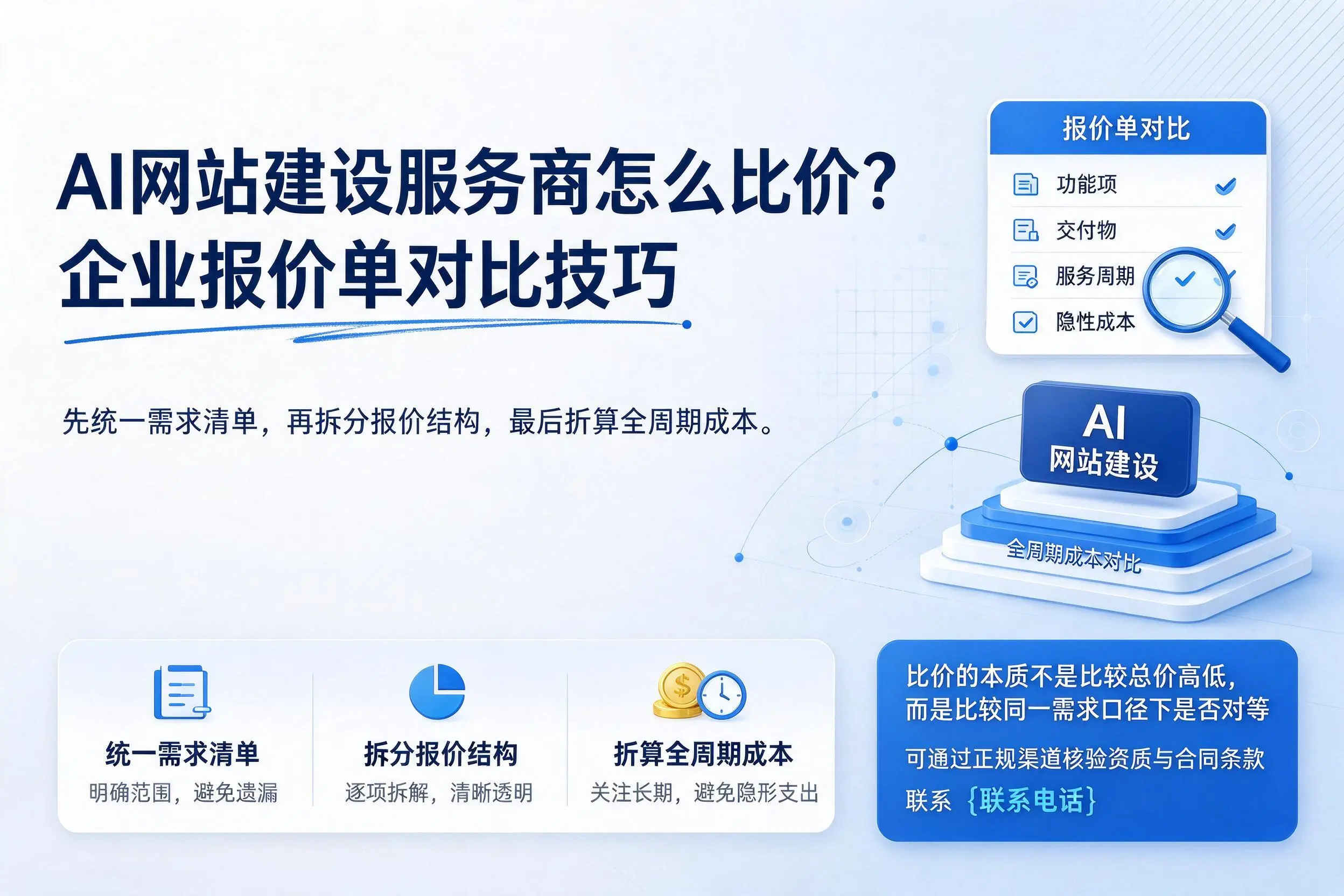 AI网站建设服务商怎么比价?焦作企业报价单对比技巧