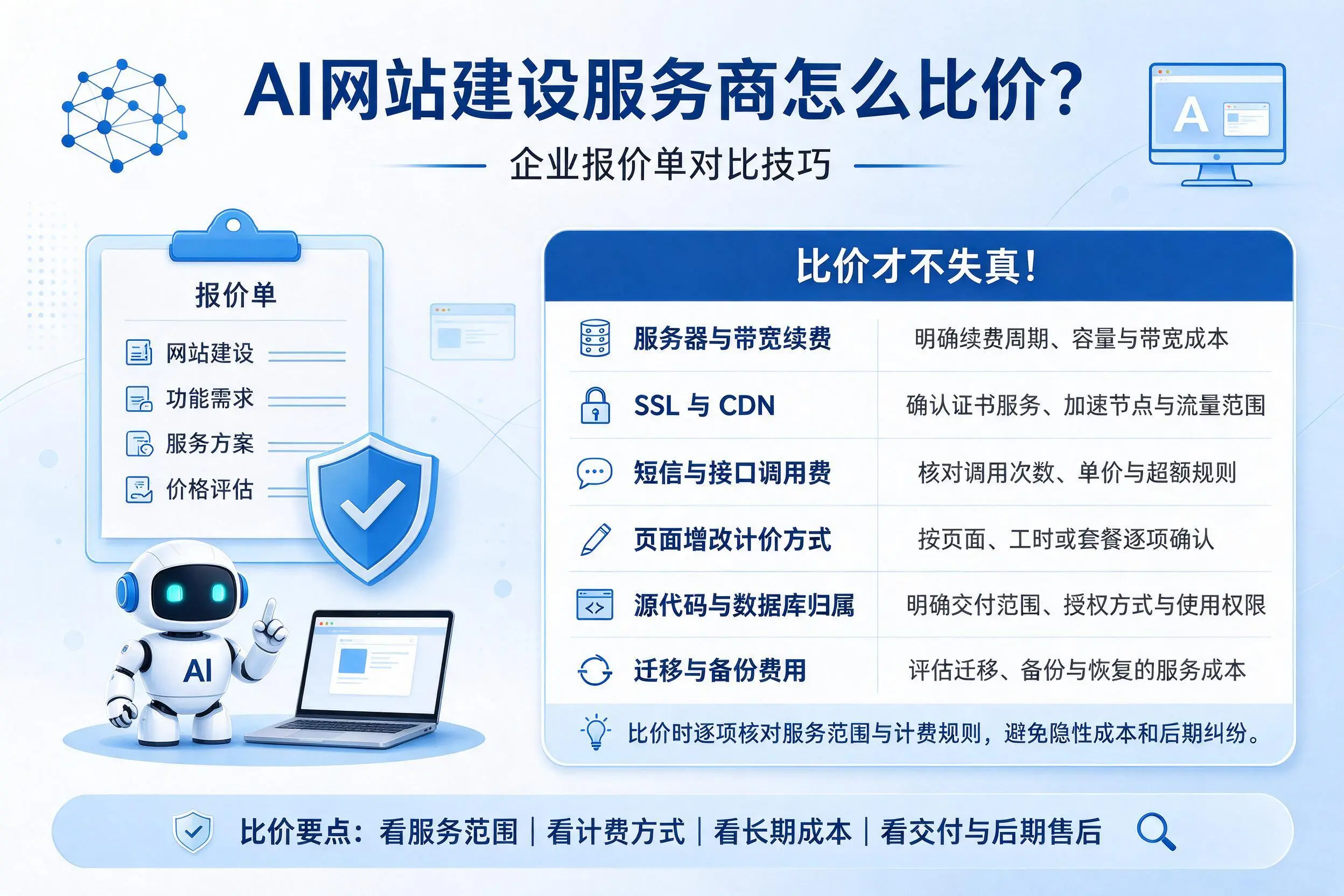 AI网站建设服务商怎么比价?焦作企业报价单对比技巧