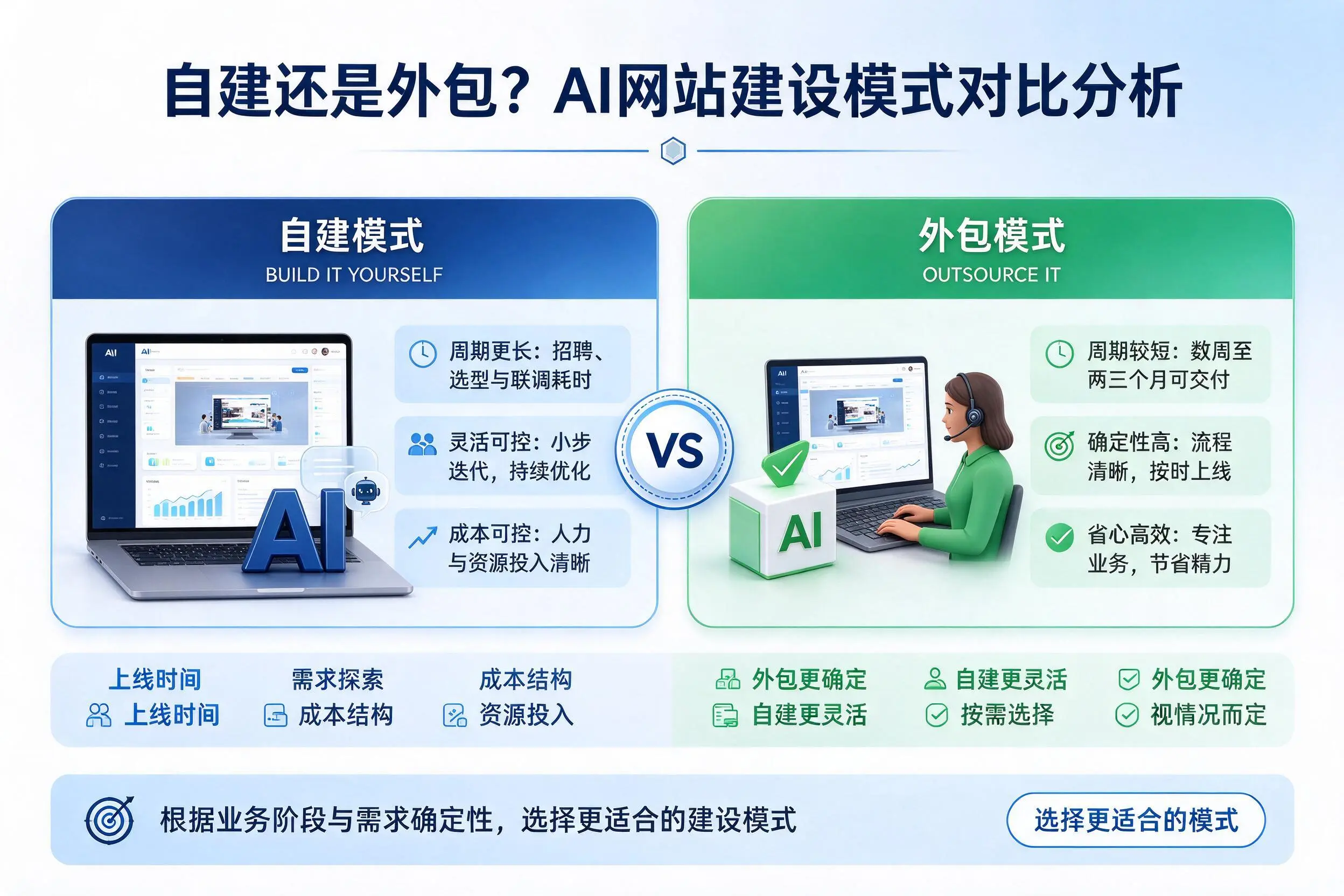 自建还是外包?焦作AI网站建设模式对比分析