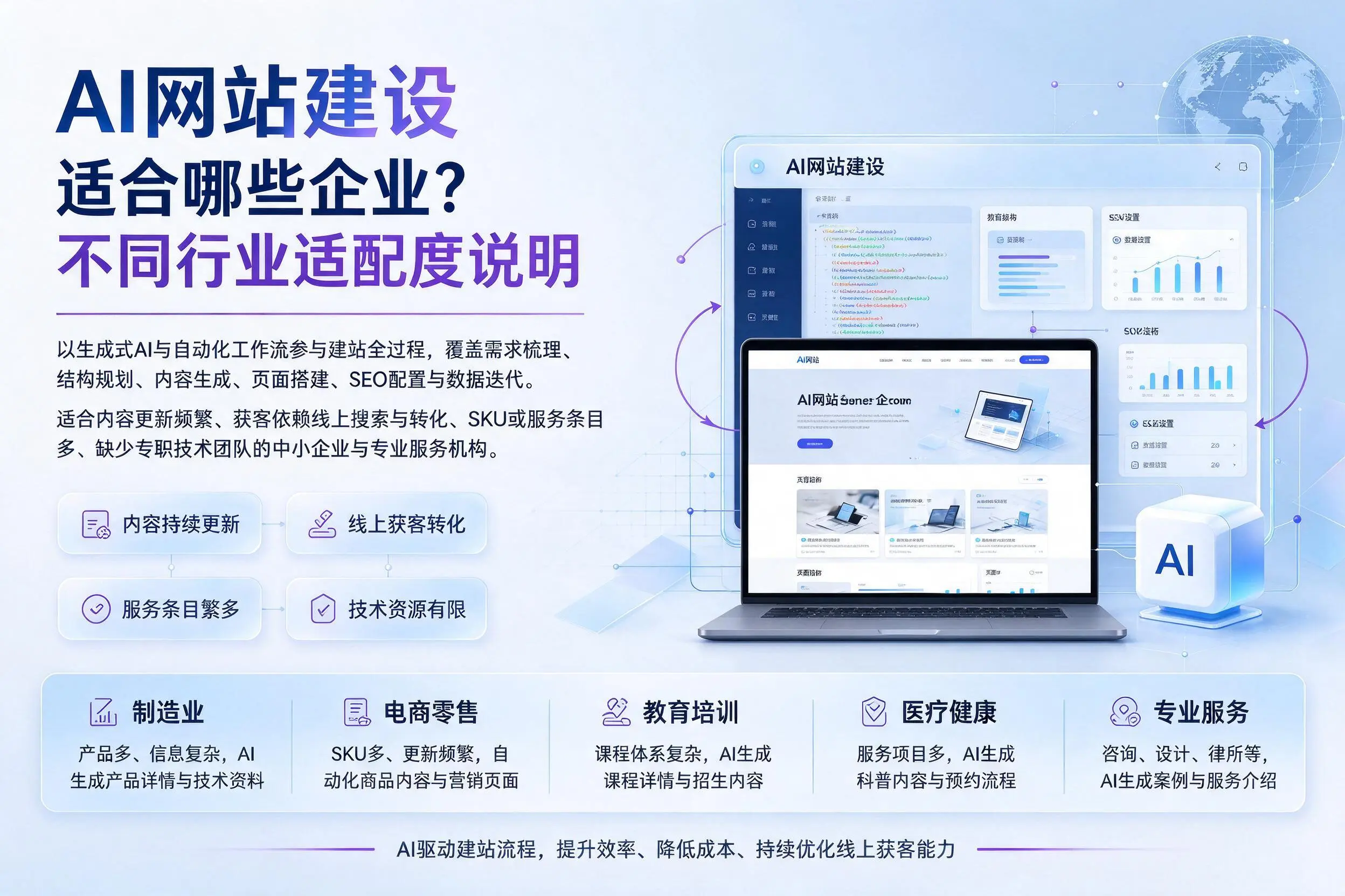 AI网站建设适合哪些企业？焦作不同行业适配度说明